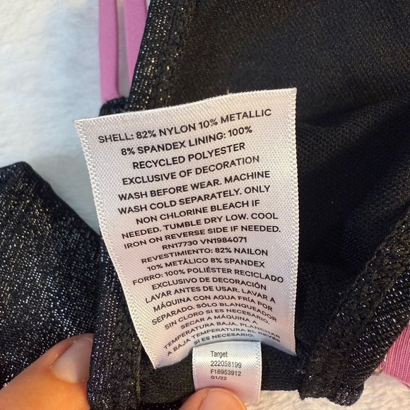 Art Class Black and Pink Shimmer Bikini for Little Girls Size S(6/6X) - Picture 8 of 8